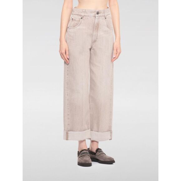 Brunello Cucinelli Jeans Woman Beige - Picture 1 of 4
